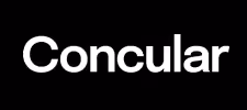 Logo with the text 'Concular' in white on a black background.