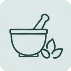 Mortar and pestle with herb leaves