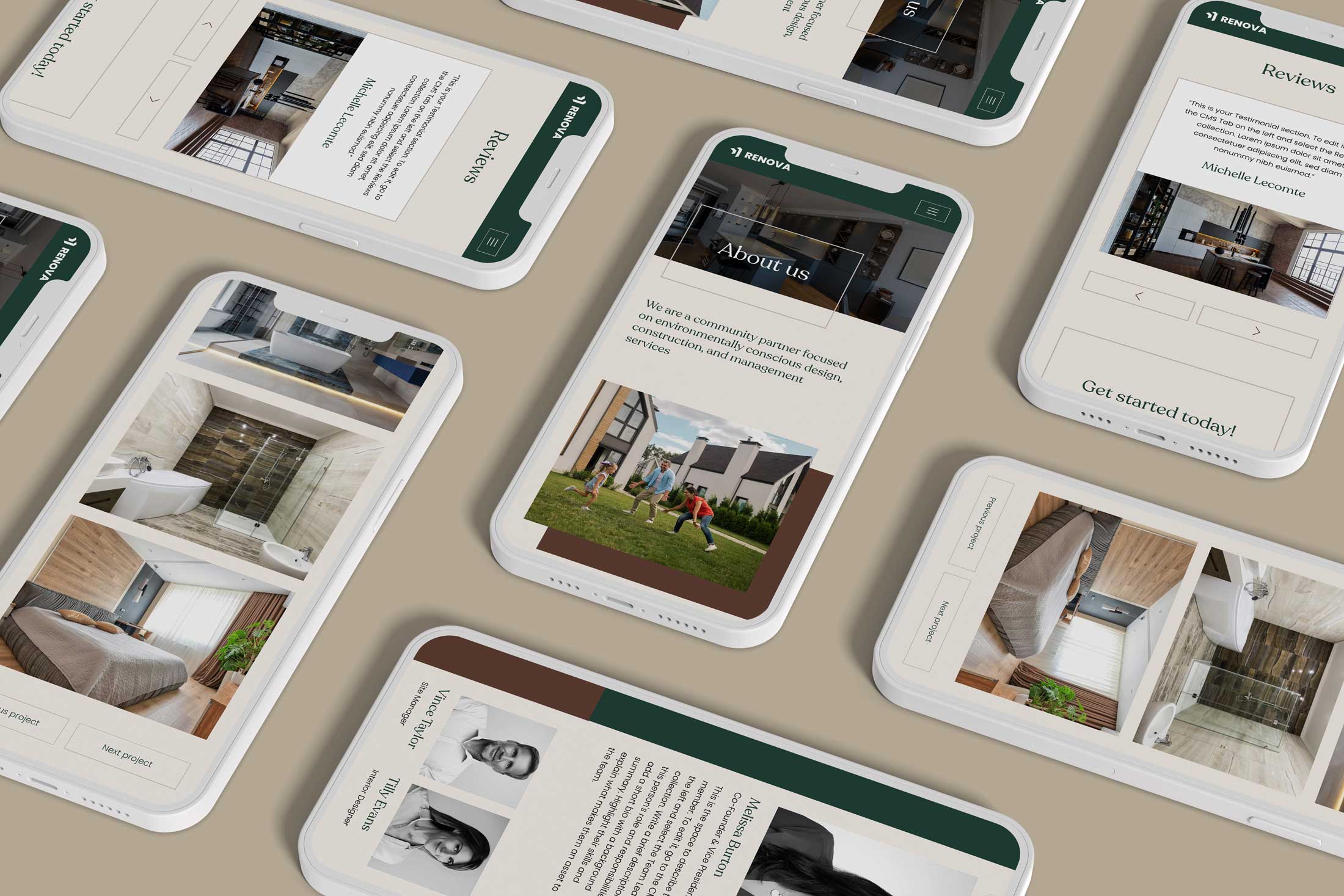 Renova website mobile pages