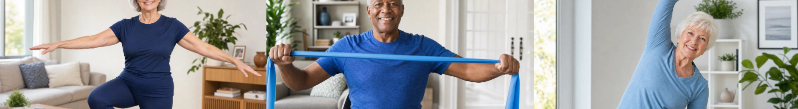 Older adults exercising at home