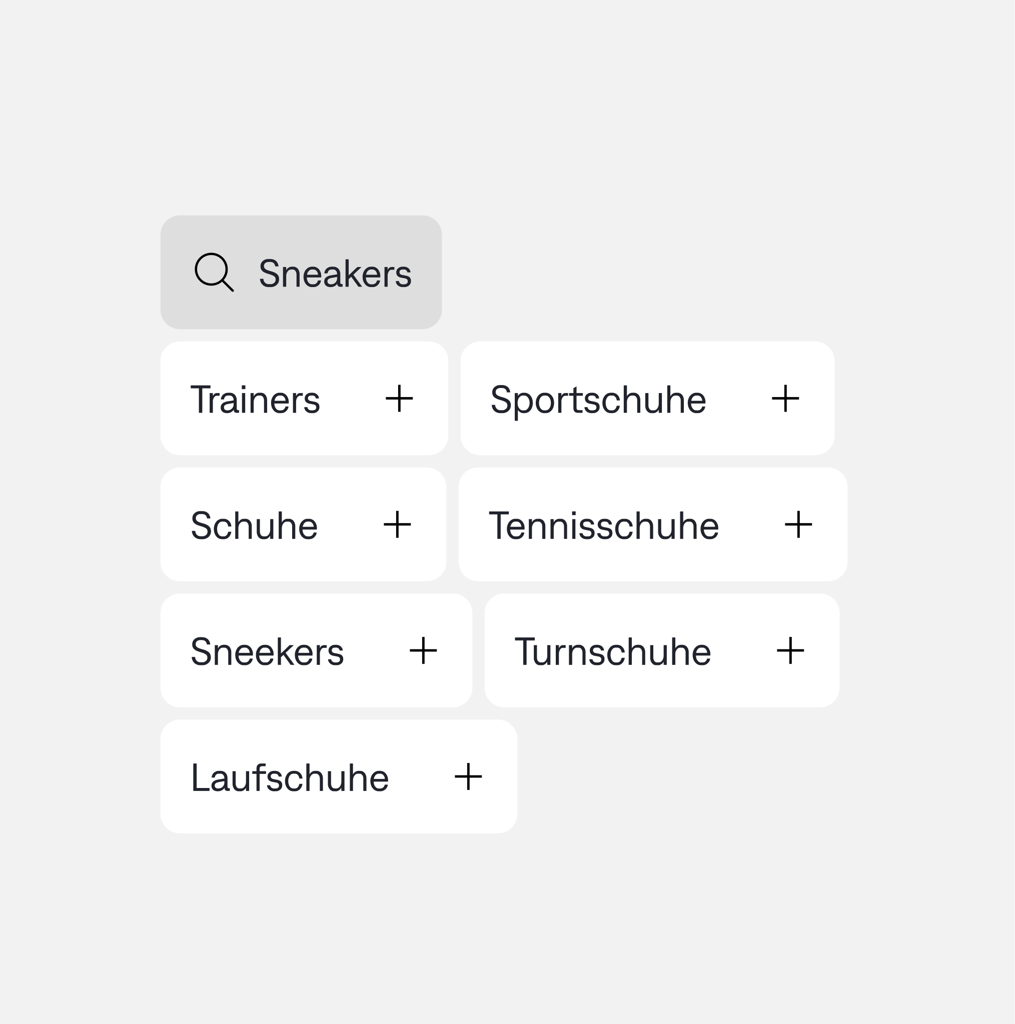 Backend-Ansicht, die Fachbegriffe und Alltagssprache als Synonyme verbindet