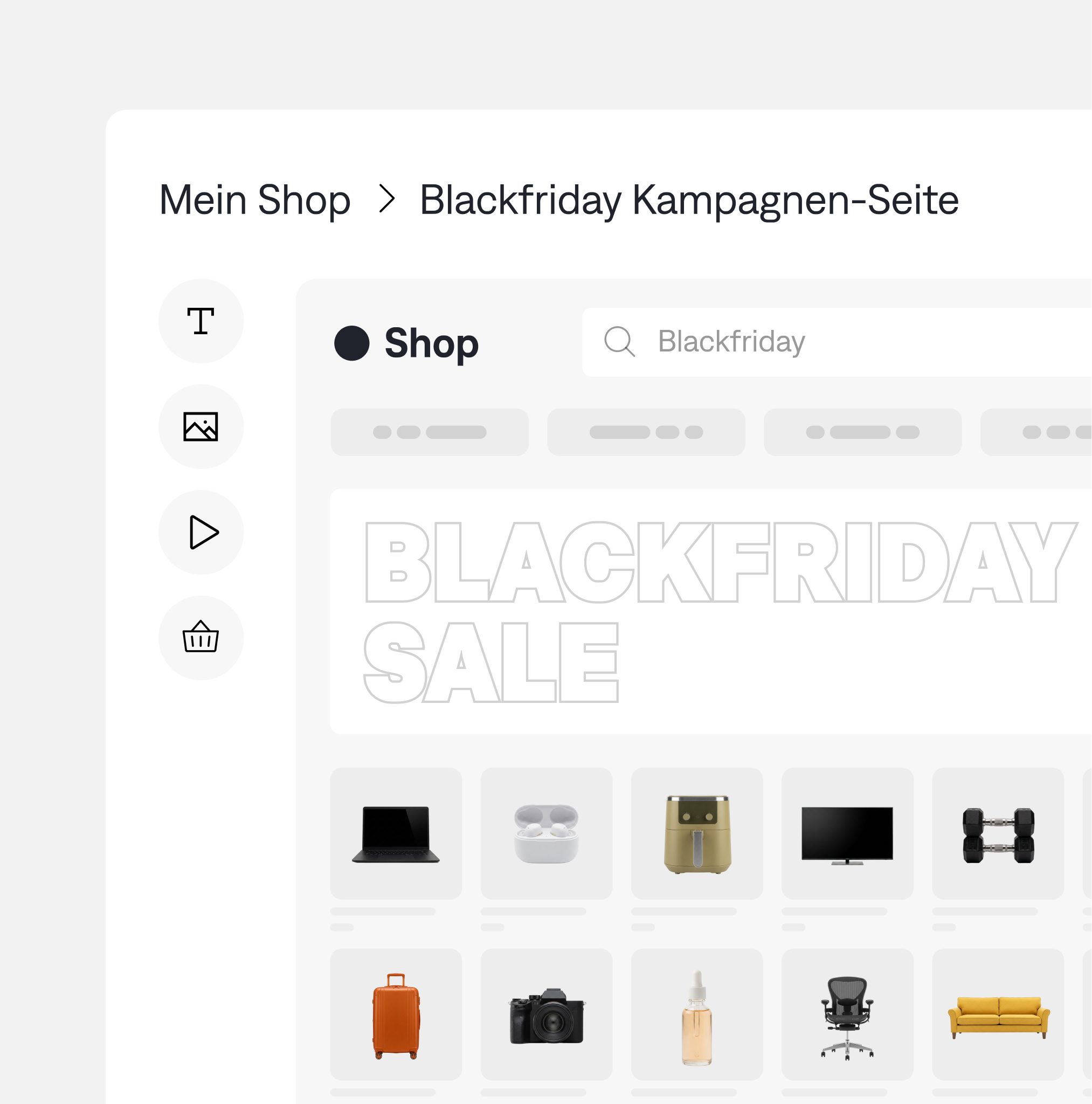 Backend-Ansicht für Banner, Weiterleitungen und Produktaktionen