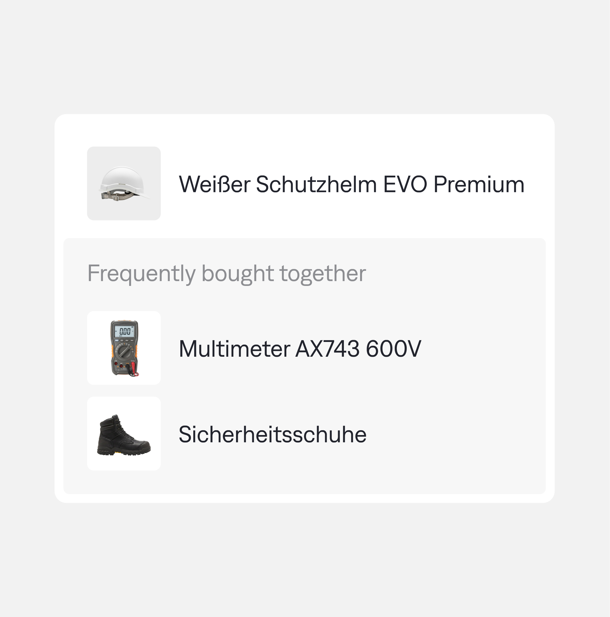Backend-Ansicht mit Regeln für Zubehör, Alternativen und verwandte Artikel