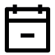 Black calendar icon with a minus sign in the center.
