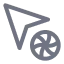 Black cursor arrow surrounded by blue circular progress indicator dots.