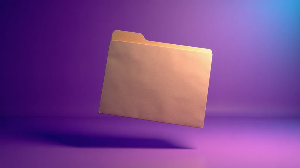 Dossier comptable en lévitation sur fond violet, illustrant le bilan et la liasse fiscale