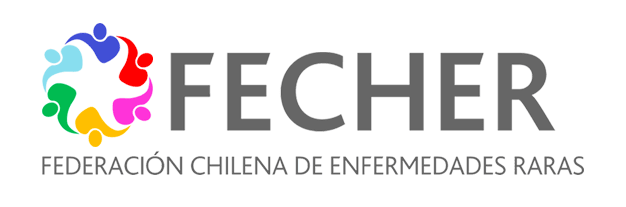 Logo con figuras de colores formando círculo y texto FECHER Federación Chilena de Enfermedades Raras.