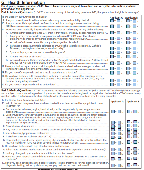 Underwriting application form example