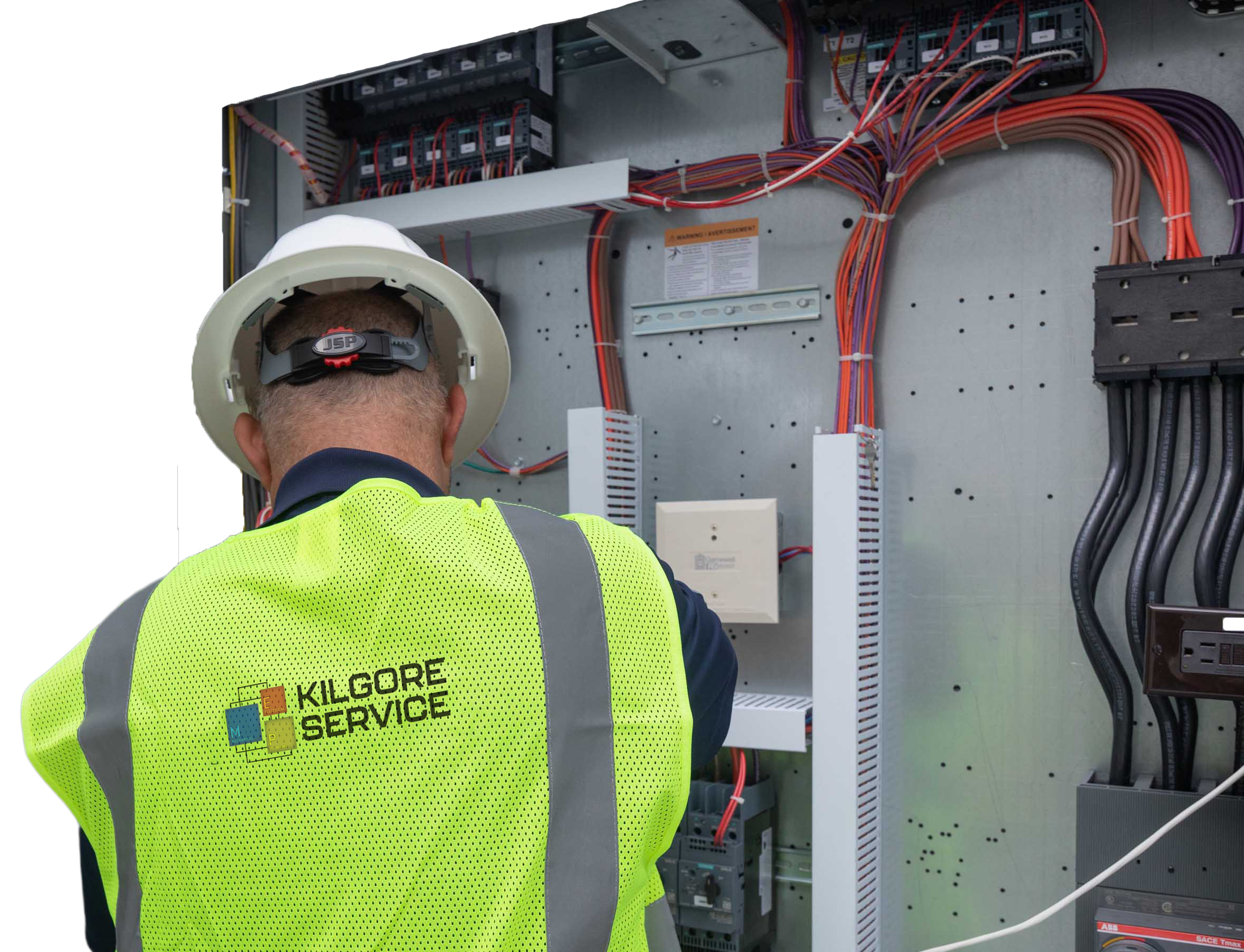 Three Kilgore Service technicians in branded uniforms