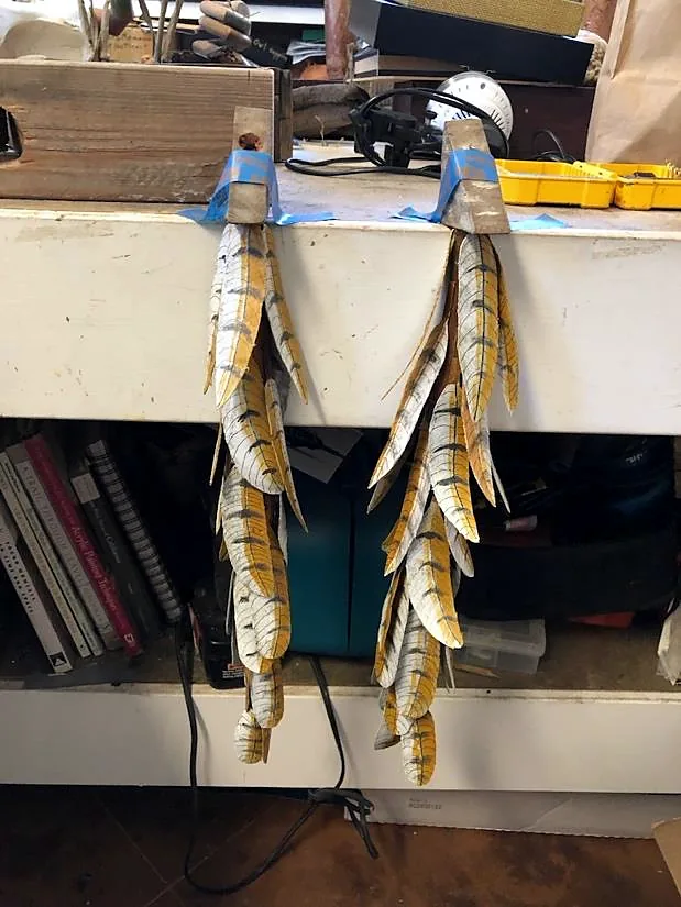 Feathered arms drying
