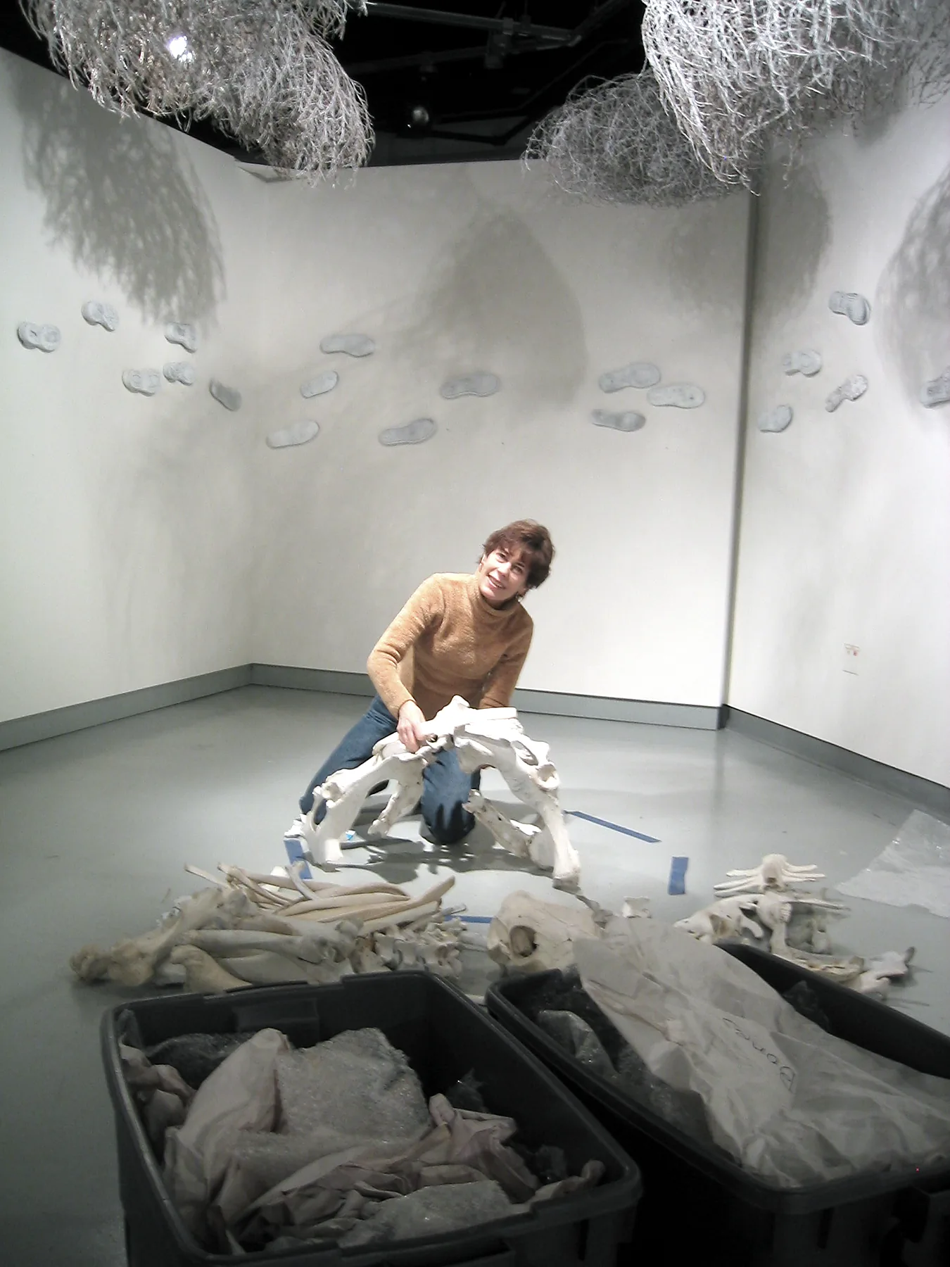 Ann installing the work