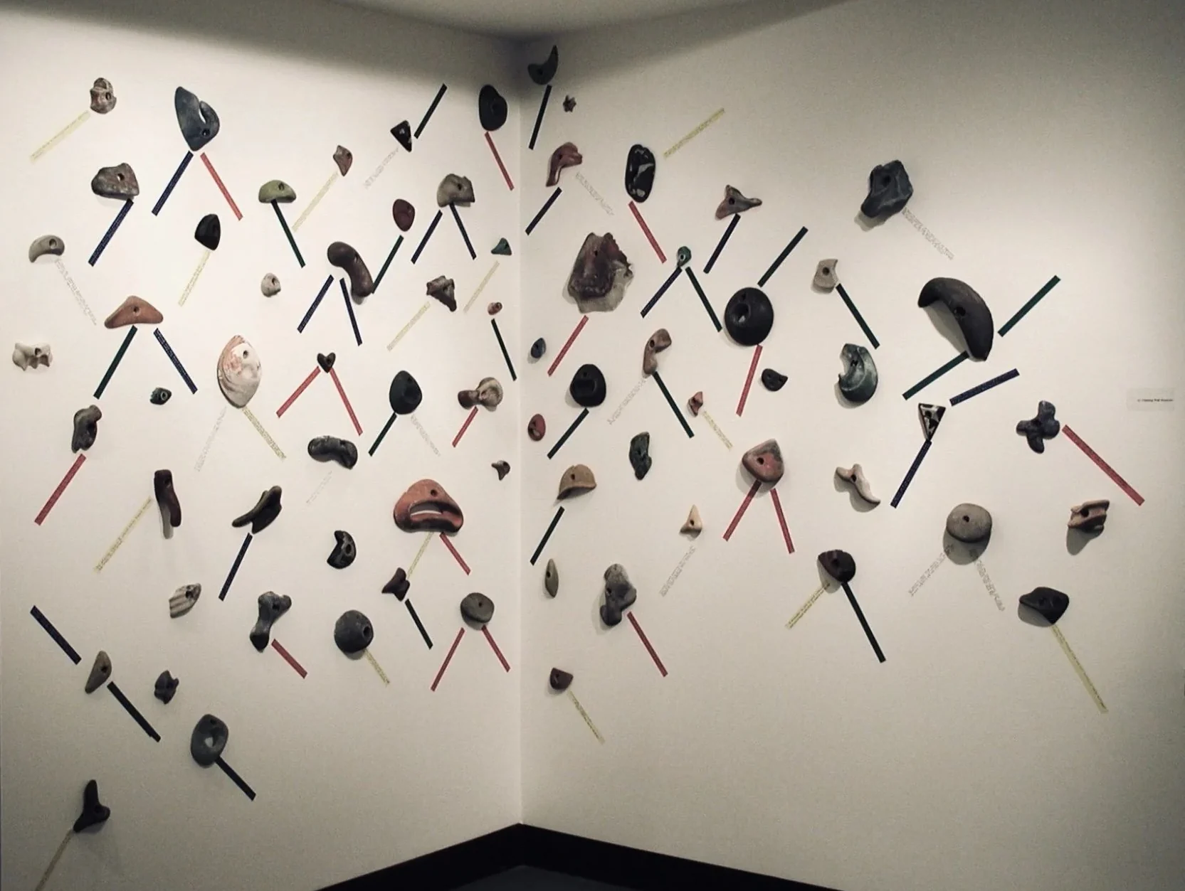 Climbing Wall Memories installed across the gallery wall