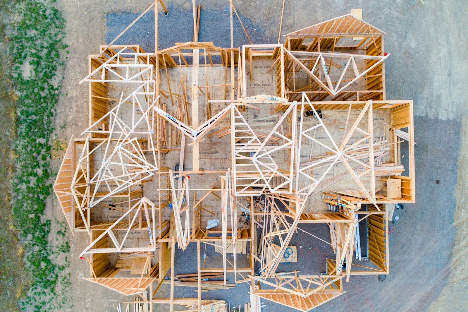 Timber-framed house under construction