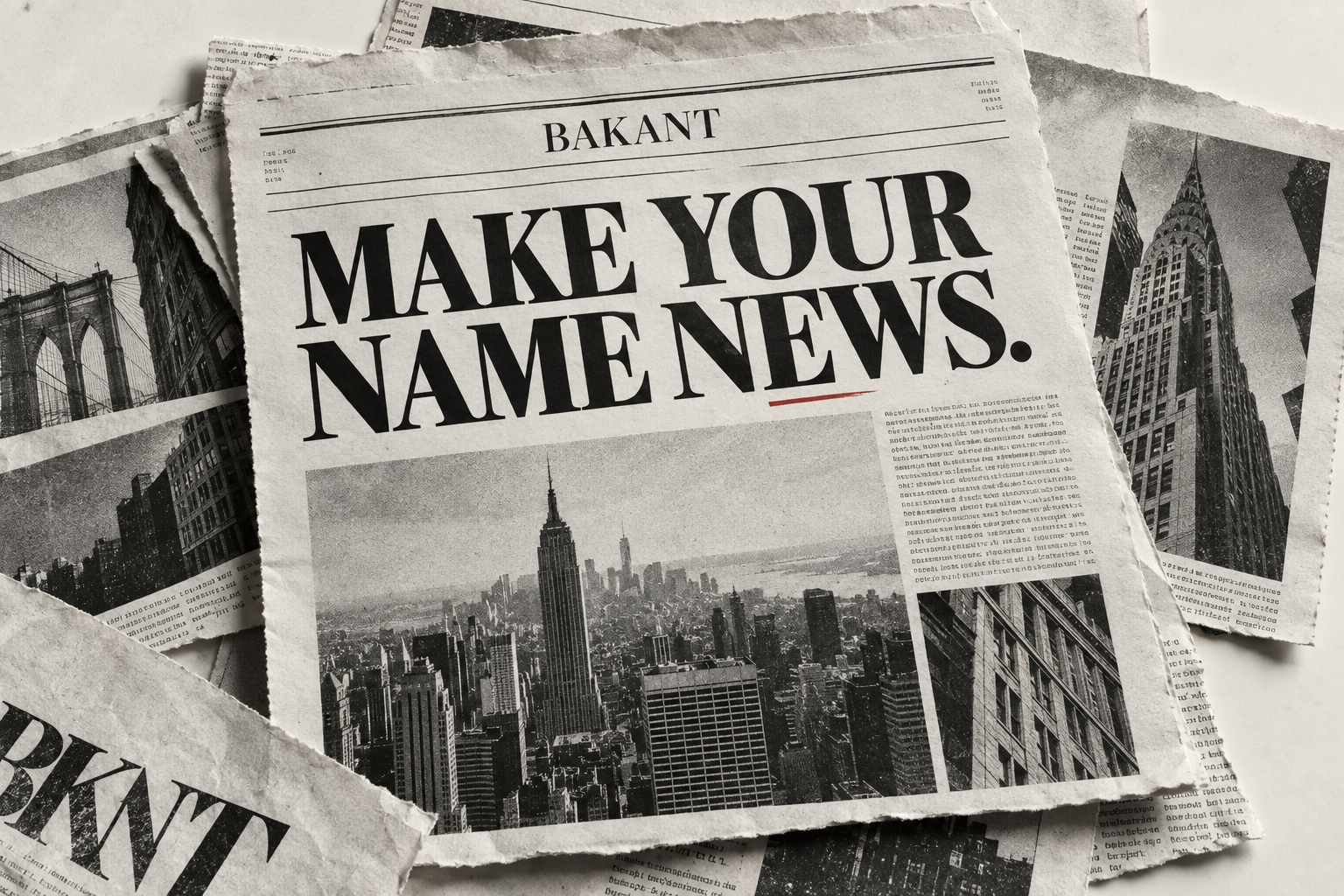 BAKANT newspaper collage: Make Your Name News