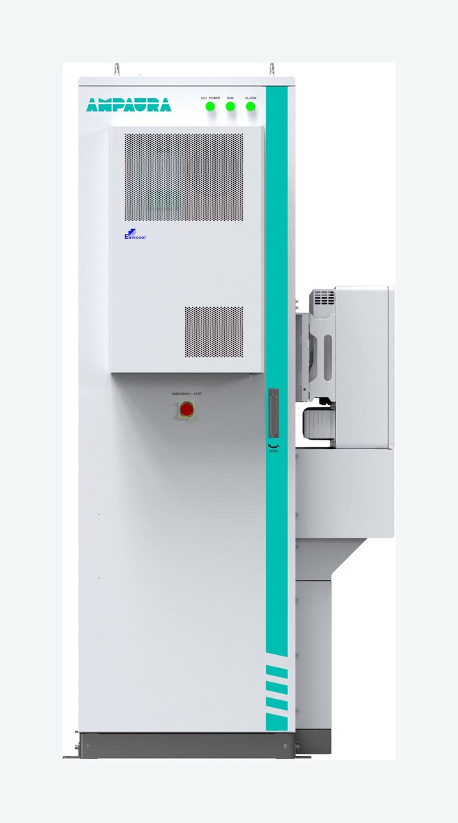Ampaura VAST commercial battery cabinet, angled view