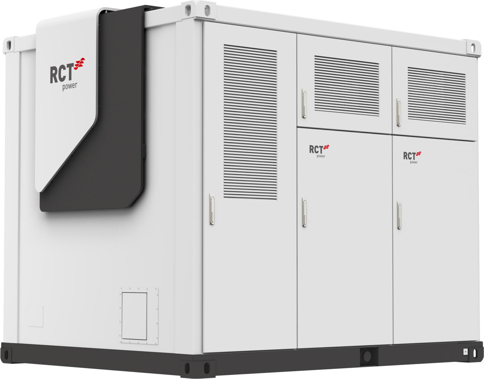 RCTerra Pro 2.0 1044 battery storage block, three quarter view showing the door face and cooling unit
