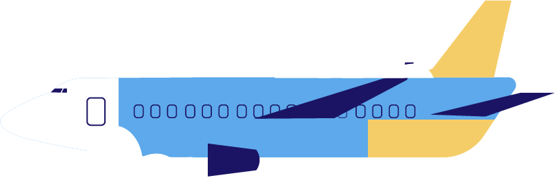 Aeroplane illustration for travelling to the UK