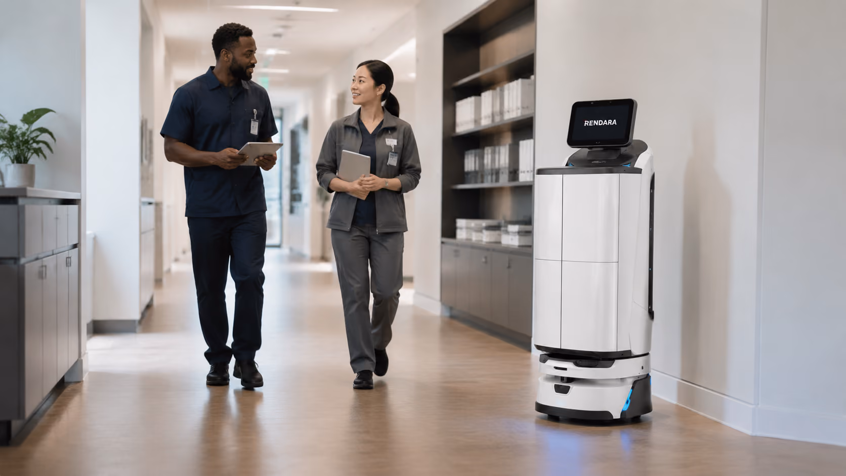 MotoServe Autodoor moving materials on an outpatient route