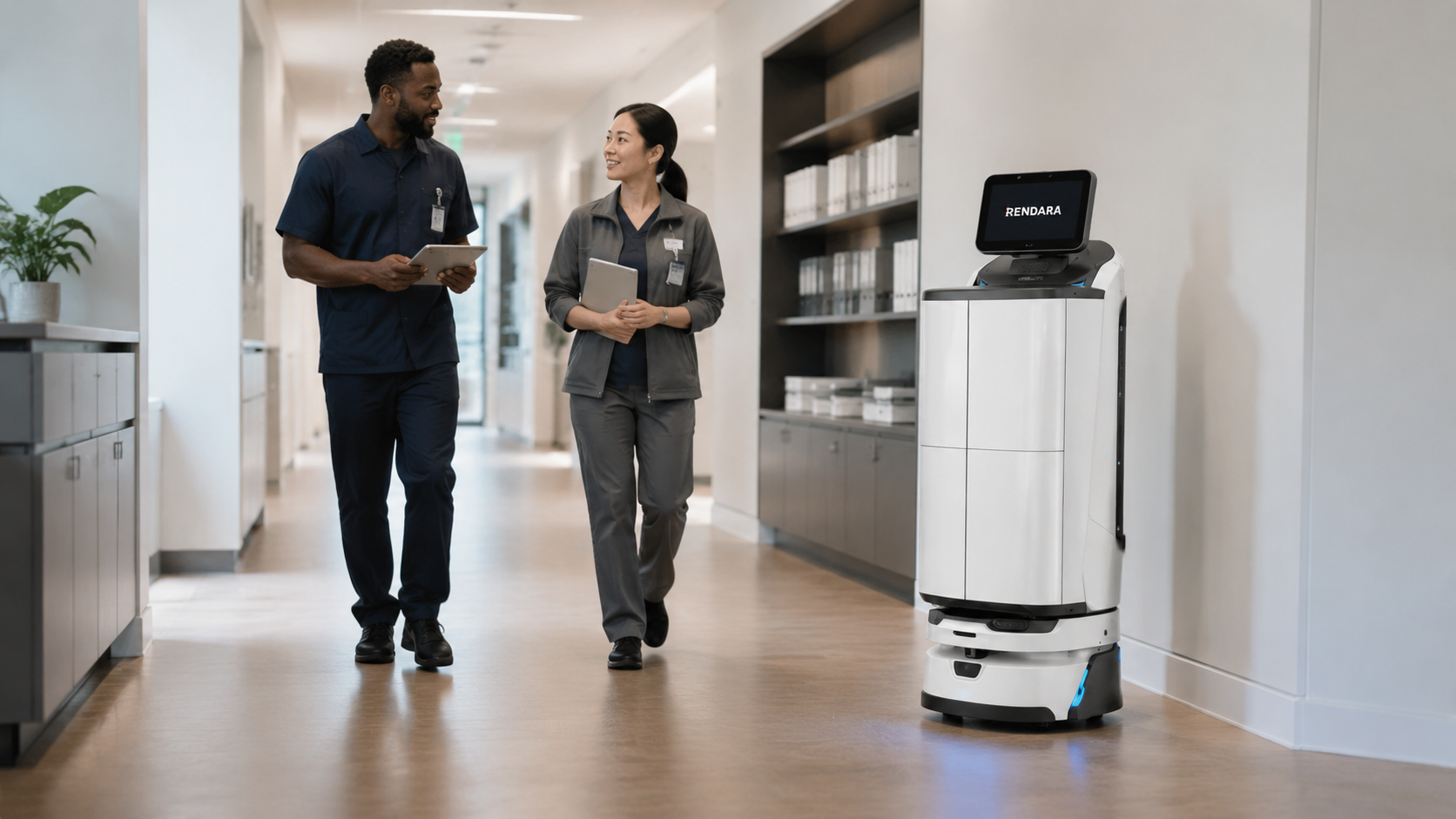 MotoServe Autodoor moving materials on an outpatient route