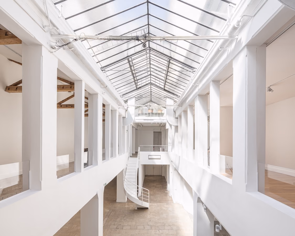 Inside Galerie Joseph in Paris, the bright white hall hosting the exhibition Noi, I Grotteschi