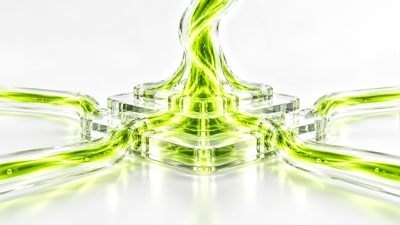 Abstract liquid-glass structure representing demand management and programme prioritisation.