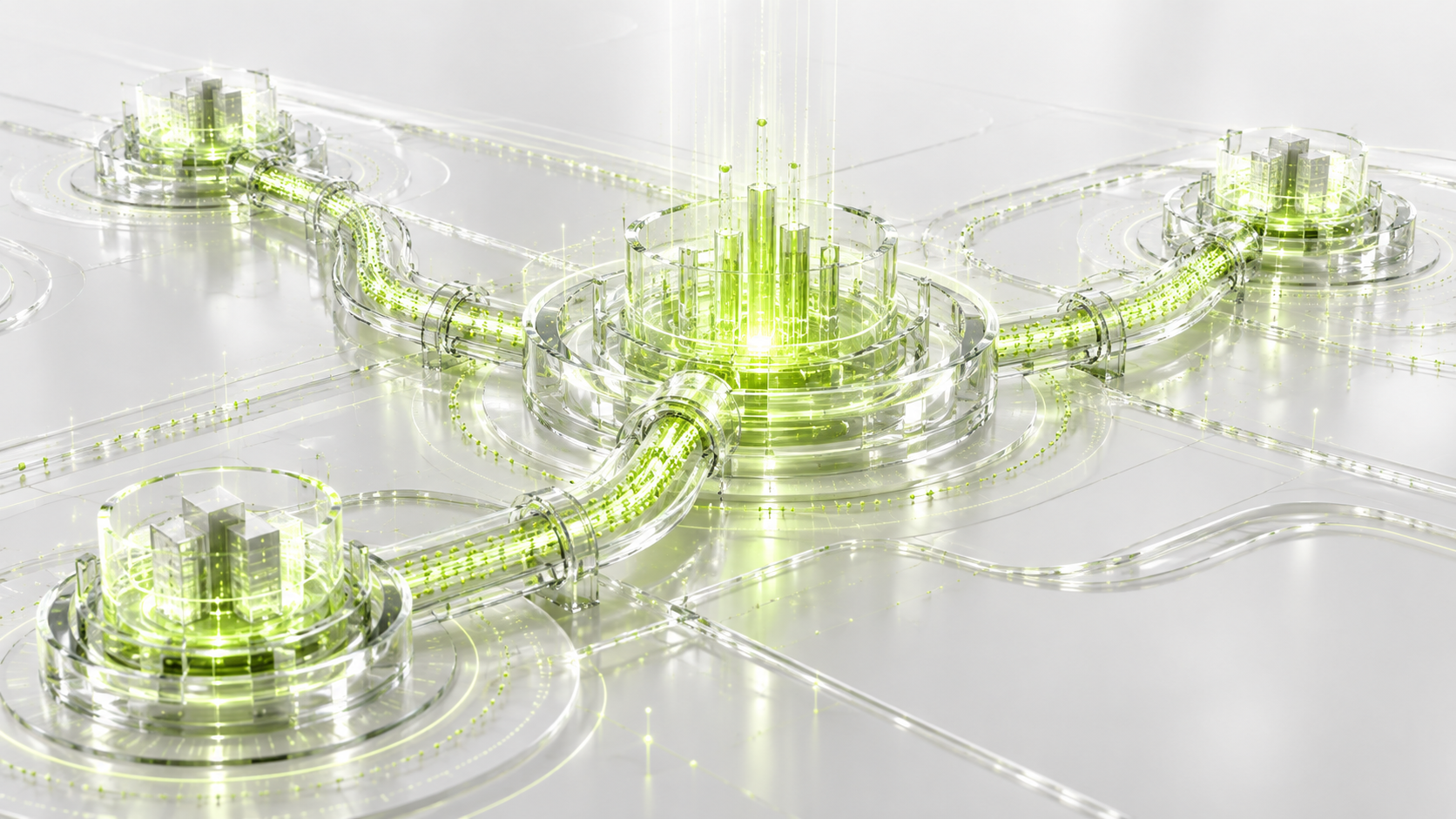 Abstract liquid-glass form representing a trusted enterprise data foundation.