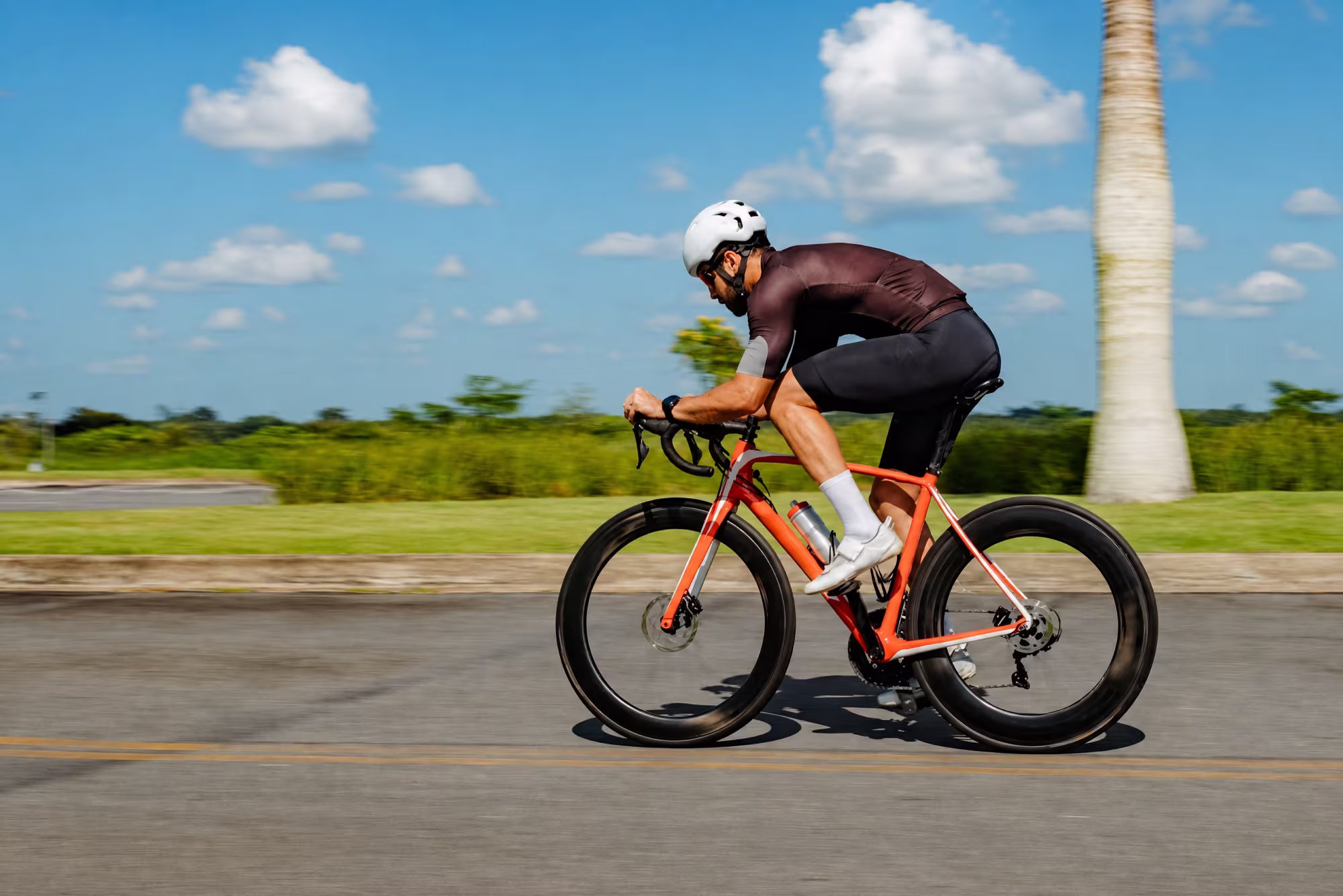 Cyclist riding outdoors