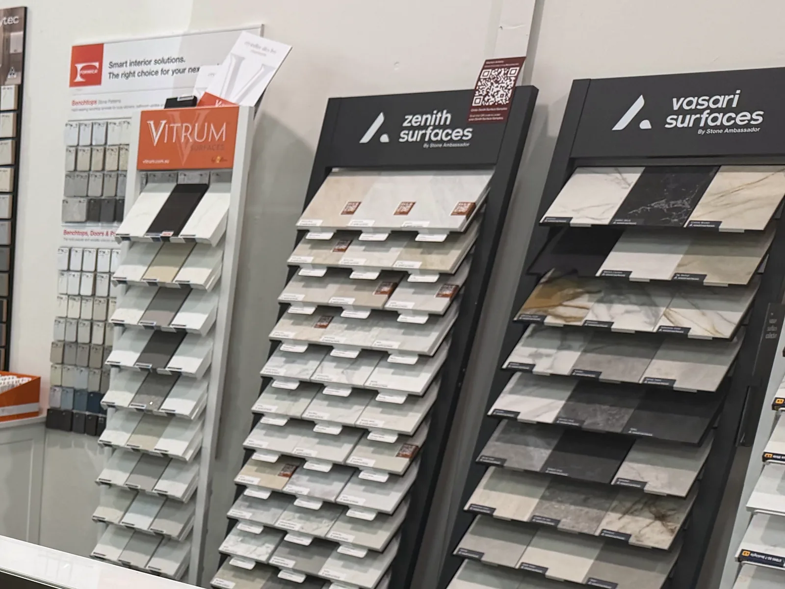 Roberts Designs at The Renovation Centre showroom in Osborne Park, on the tile and flooring display