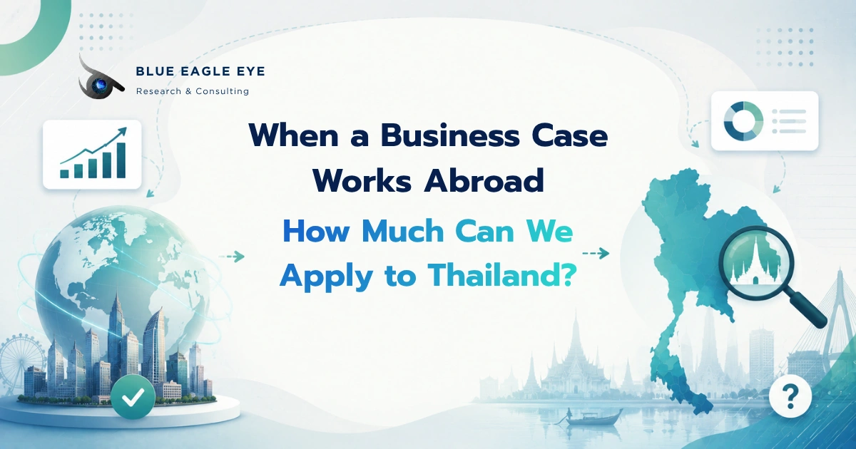 Business case from an international market being compared with Thailand to assess whether the findings are transferable to the local context.
