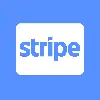 Logo Stripe białe litery na niebieskim tle.