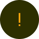 Orange exclamation mark inside a dark green circle.