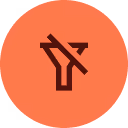 Icon of a muted speaker with a diagonal line crossing it inside an orange circle.