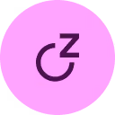 Black circular arrow with a diagonal line pointing upwards inside a pink circle.
