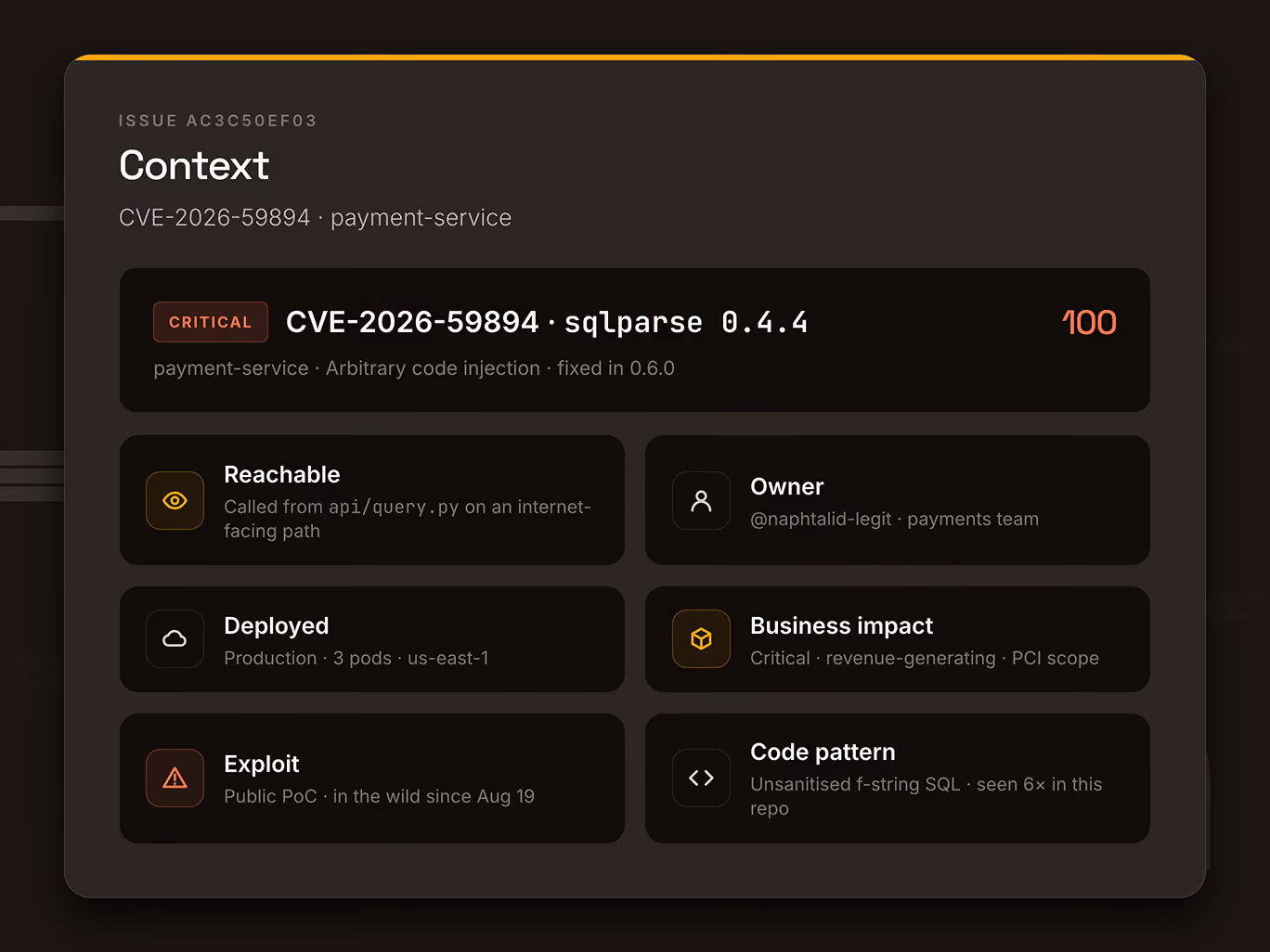 Legit context engine mapping application risk