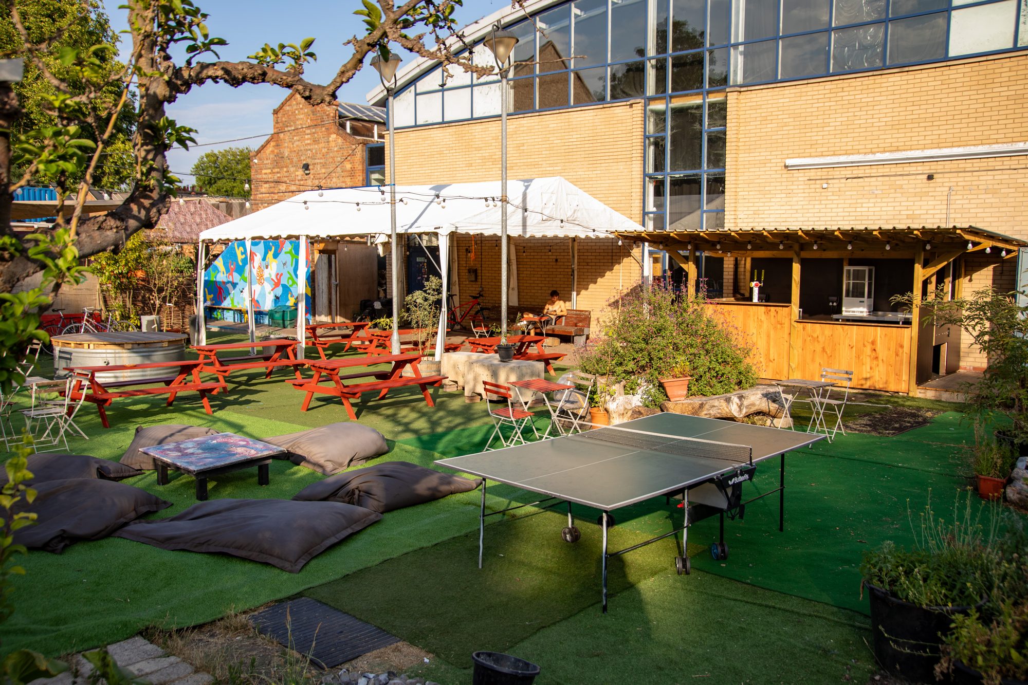 The garden set up before doors