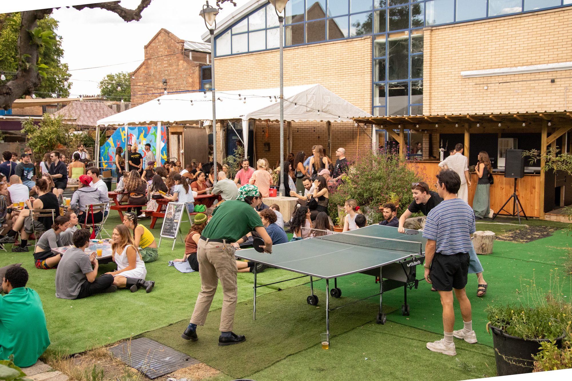 A garden event in full swing