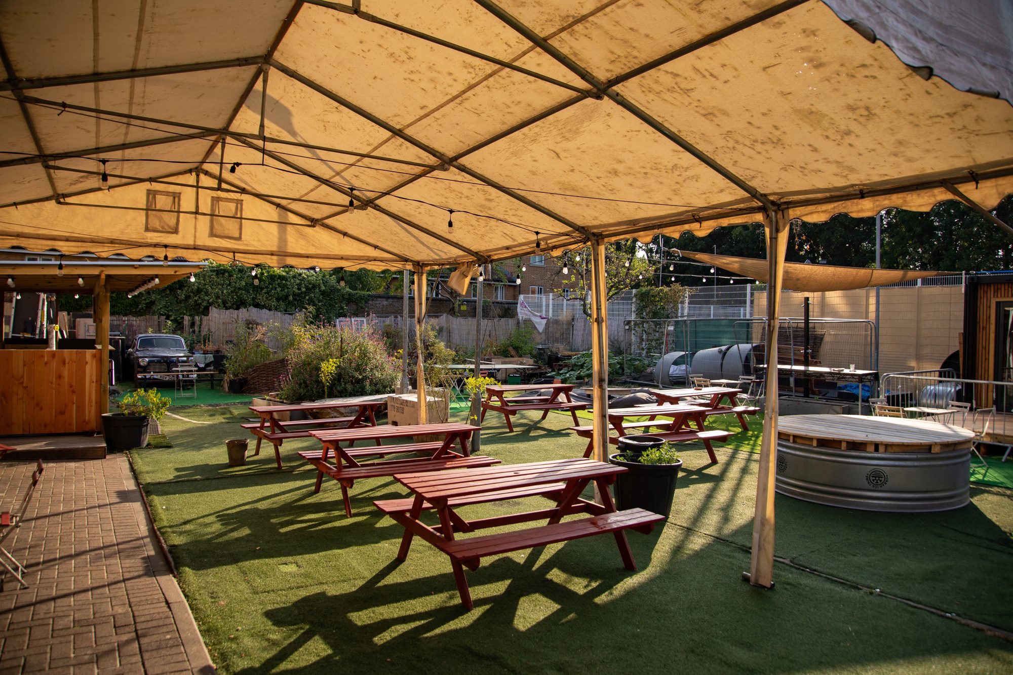 The garden at Eastway Baths full for a summer event