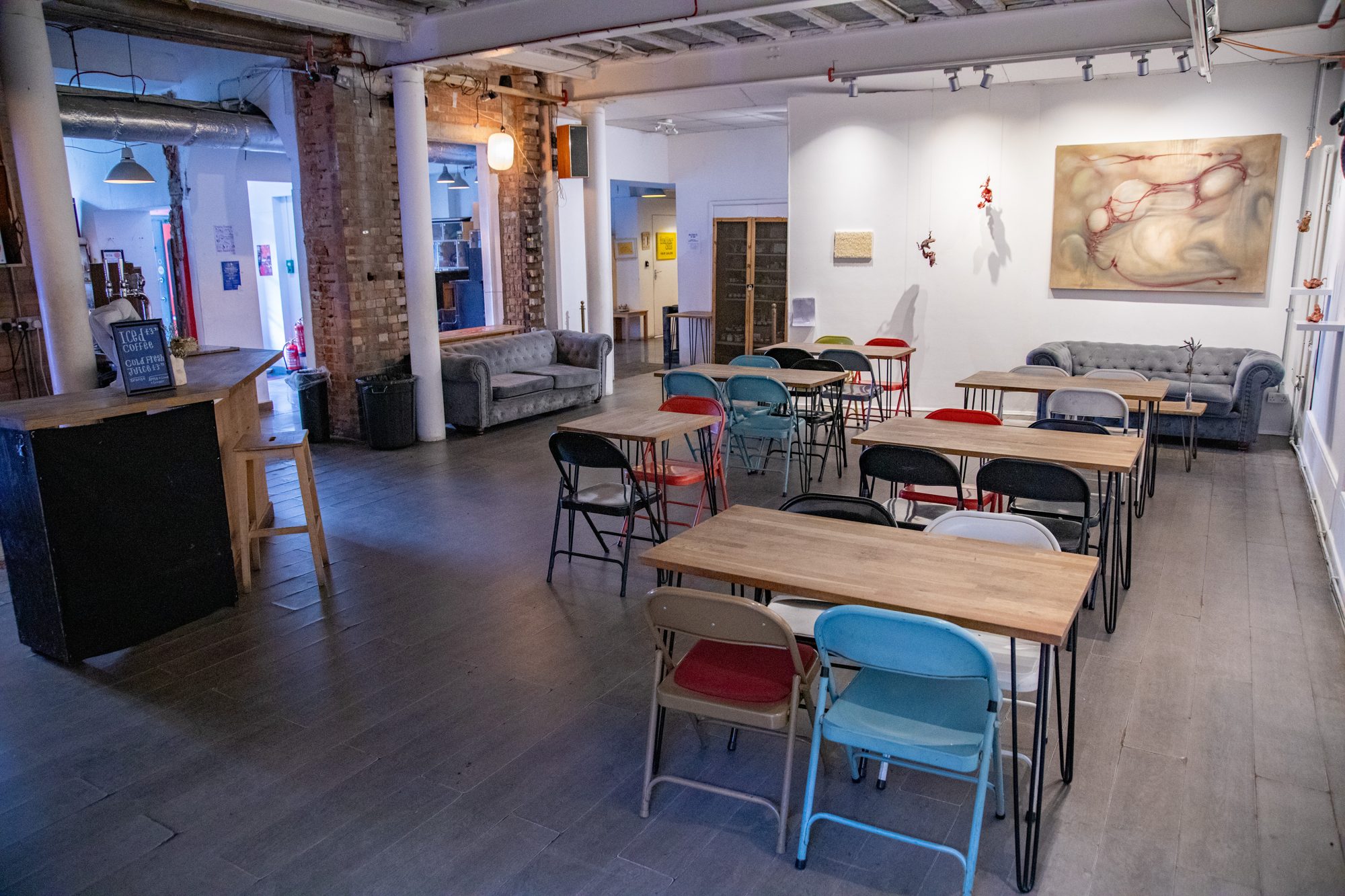 Cafe seating and counter