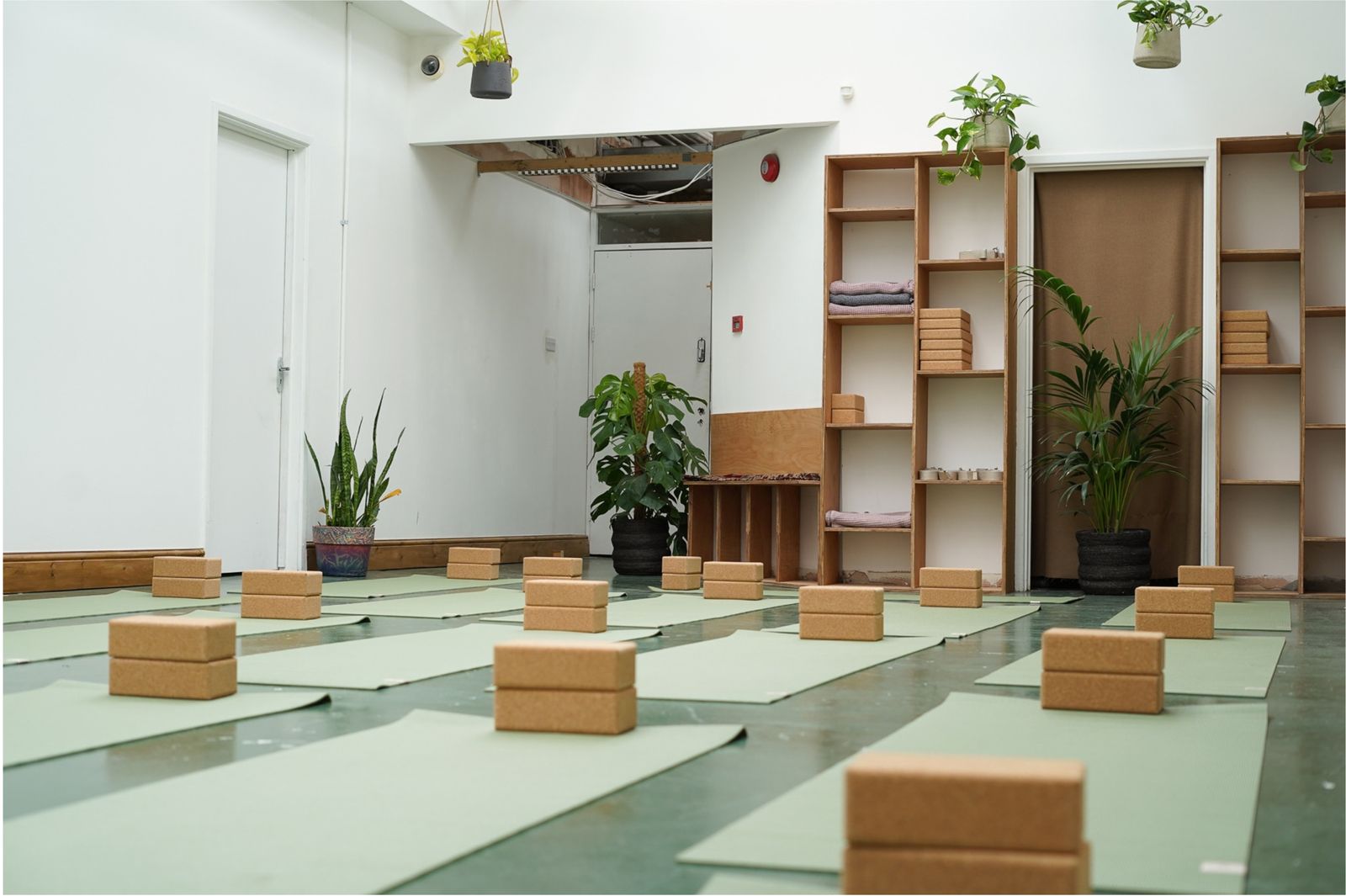 The Sunroom laid out with mats and blocks