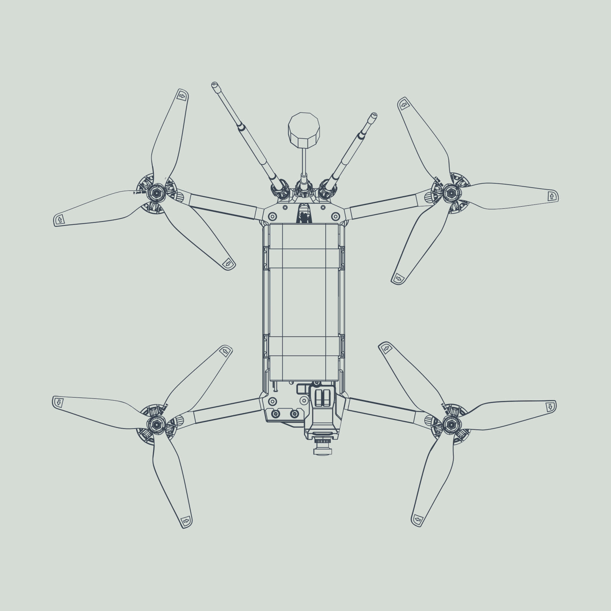 Neros Archer 8" drone schema from above.