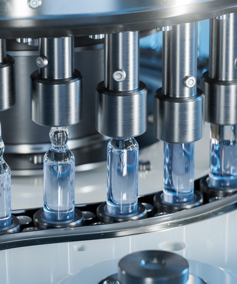 Automated filling line producing pharmaceutical vials