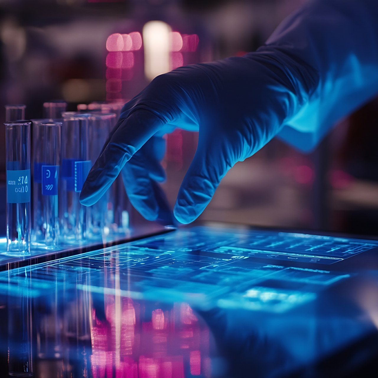 Laboratory technician working with sample racks