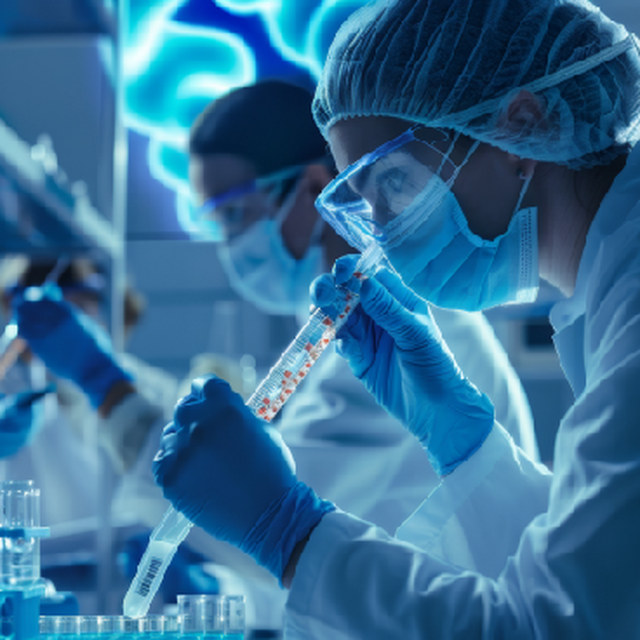 Scientist analysing a sample in a laboratory