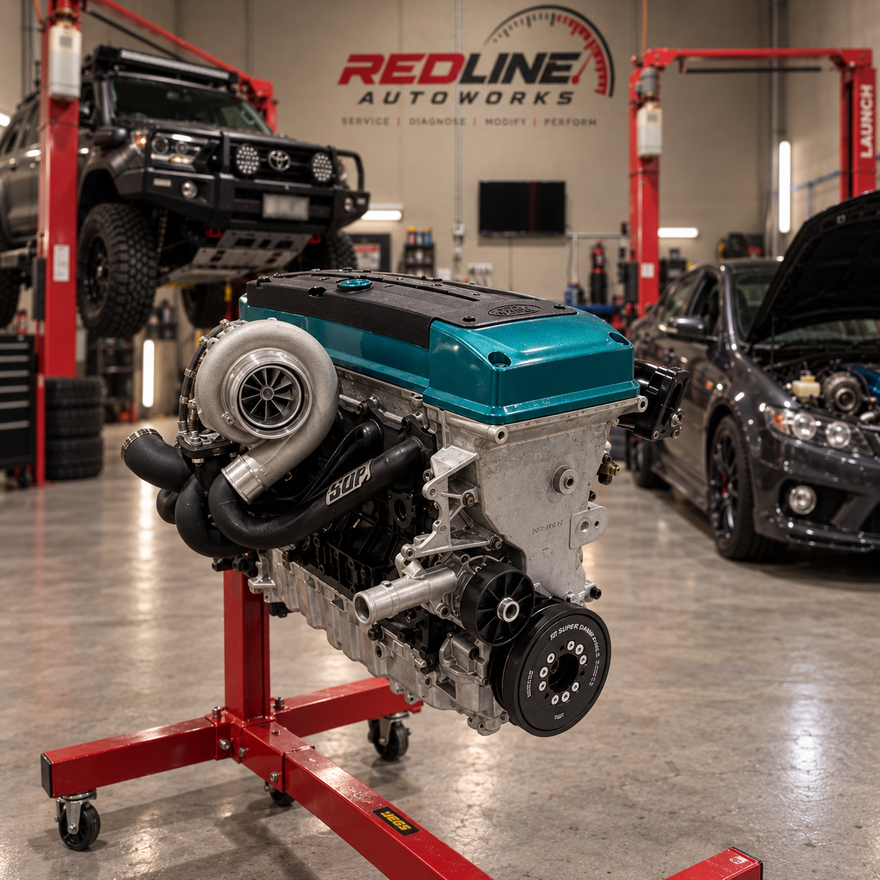 Performance engine build work at Redline Autoworks