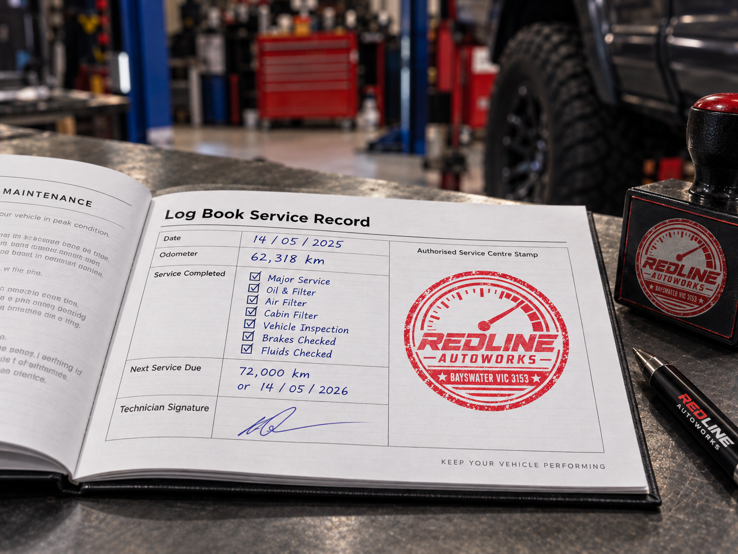 Representative image of logbook servicing