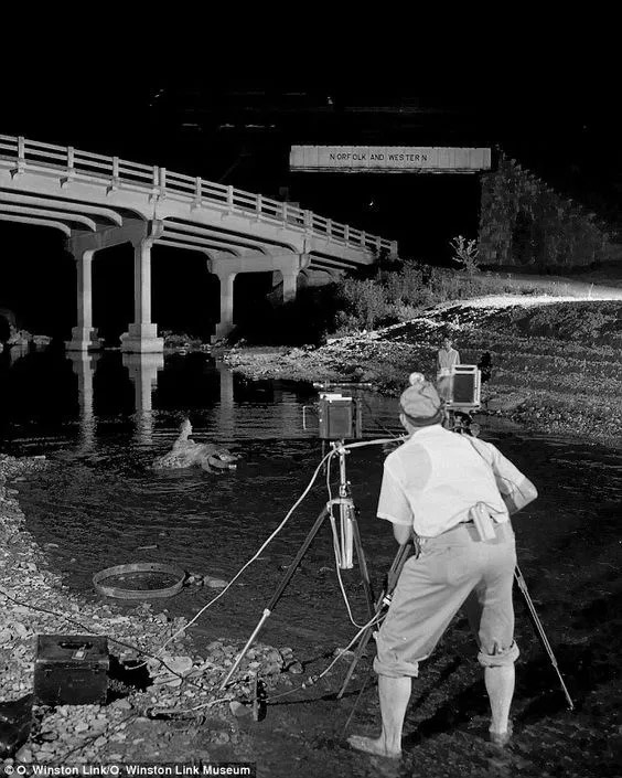 No. 2 Northbound at Hawksbill Creek with O. Winston Link Behind the Camera, Luray, Virginia, 1955, NW369