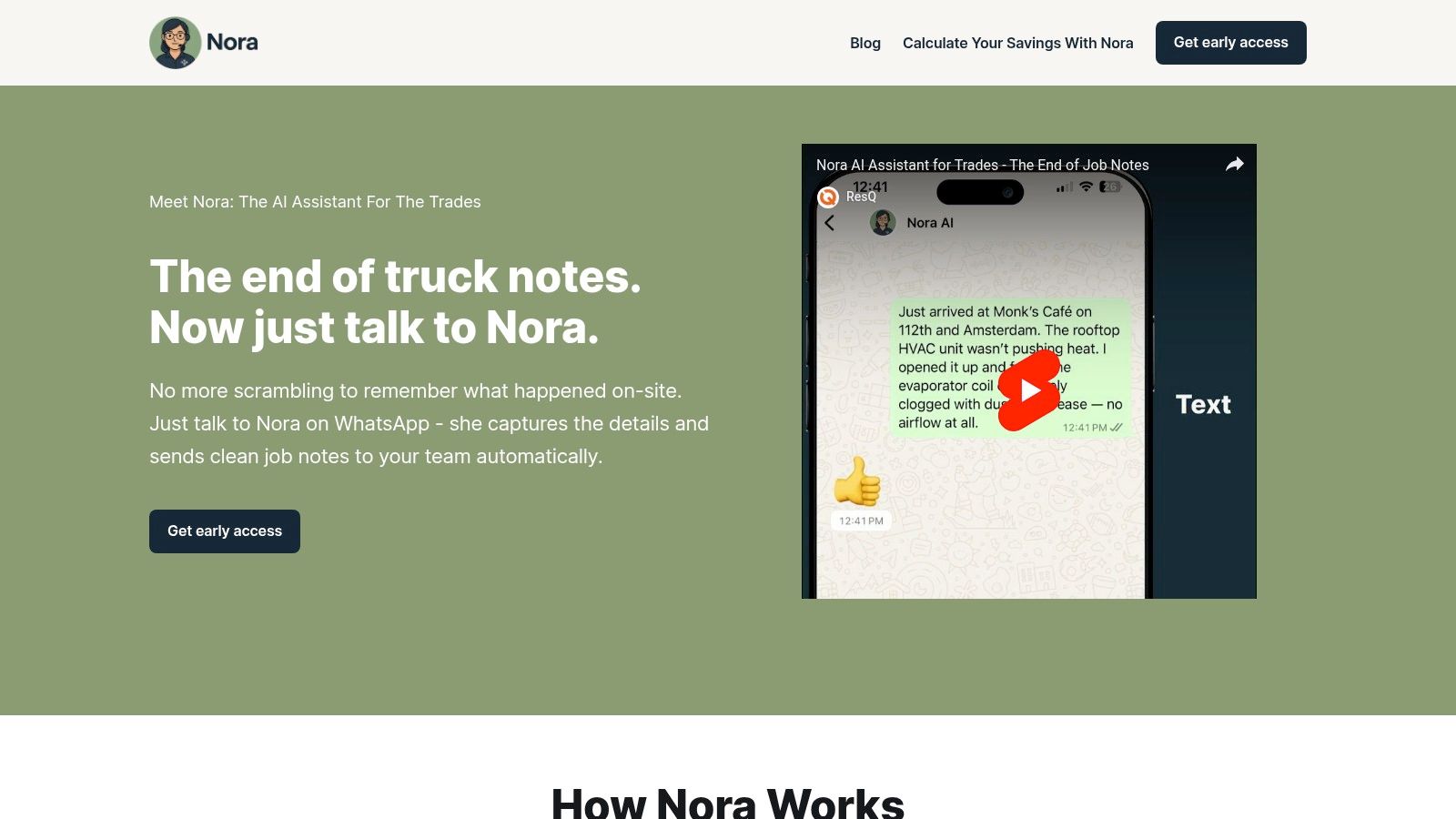 Nora AI assistant for field reporting on a mobile phone