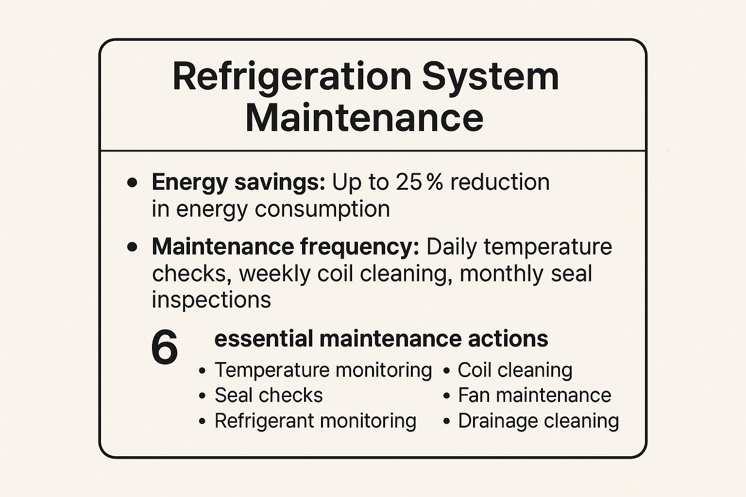 Infographic showing key data about Refrigeration System Maintenance