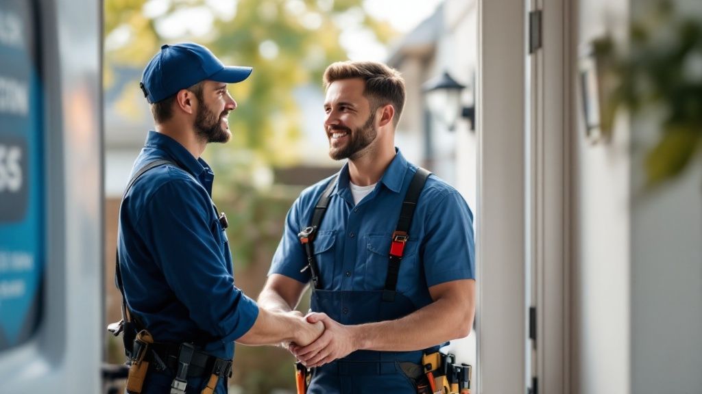 Image of electricians discussing a project