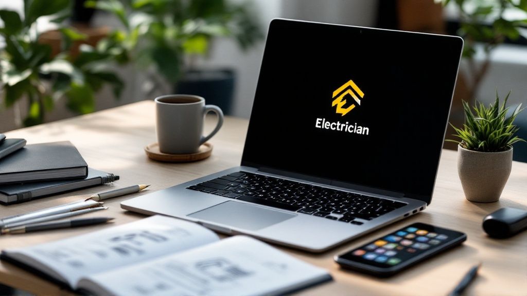 Image of electrician reviewing paperwork